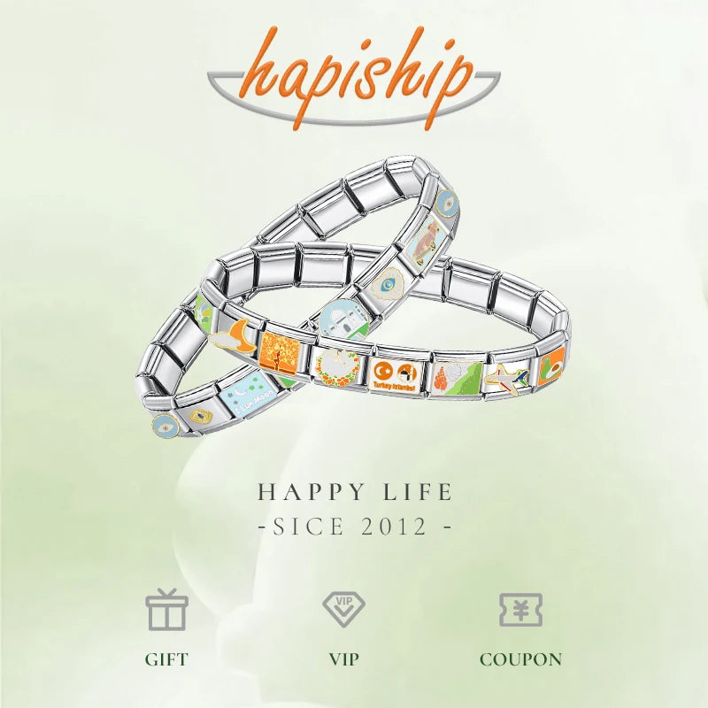 Hapiship 2024 New Women New York Mom Angel Jesus Charms Italian Links Fit 9mm Bracelet Stainless Steel DIY Making Jewelry DJ1196