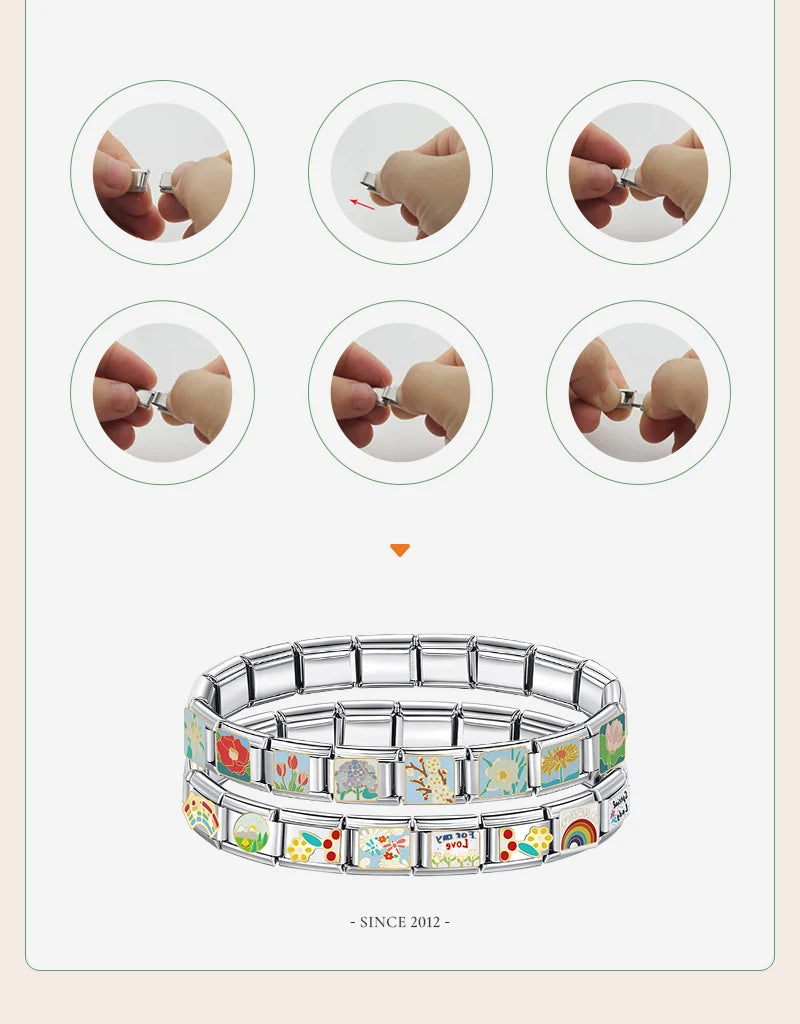 Hapiship 2024 New Women New York Mom Angel Jesus Charms Italian Links Fit 9mm Bracelet Stainless Steel DIY Making Jewelry DJ1196