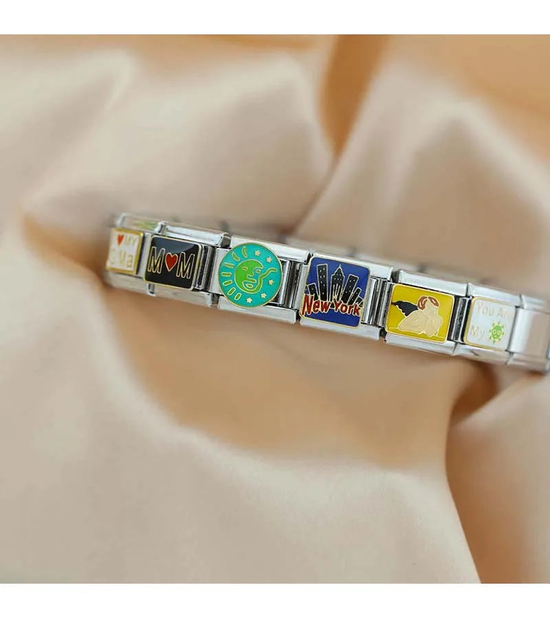 Hapiship 2024 New Women New York Mom Angel Jesus Charms Italian Links Fit 9mm Bracelet Stainless Steel DIY Making Jewelry DJ1196